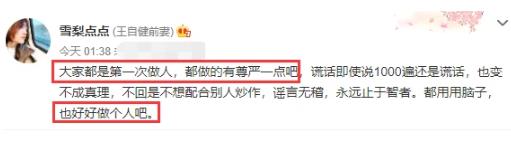 王自健前妻发文