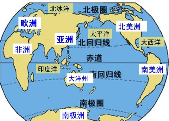 四大洋七大洲是哪些：四大洋七大洲的地图