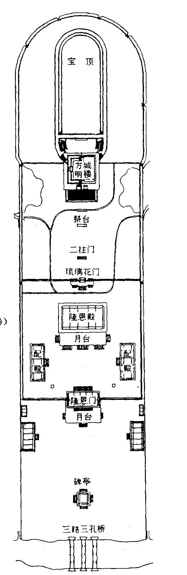 图14河北省遵化县清东陵孝陵平面图(采自《中国美术全集·陵墓篇》)